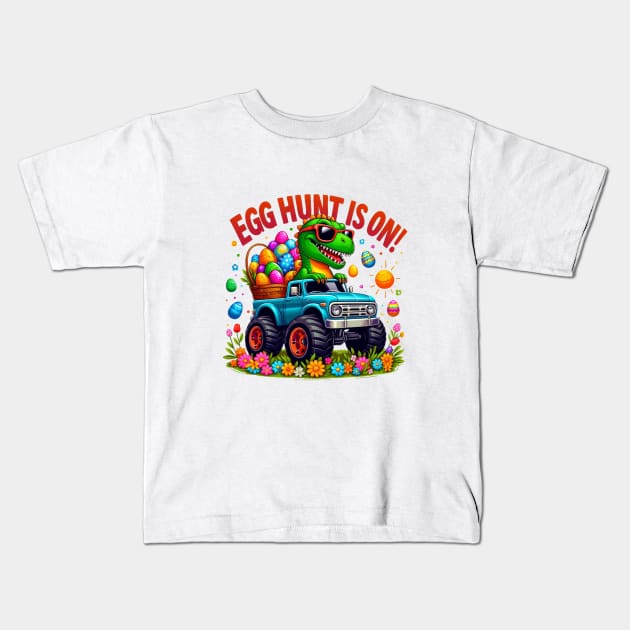 Kids Boys Happy Easter Monster Truck Easter Eggs Kids T-Shirt by BukovskyART